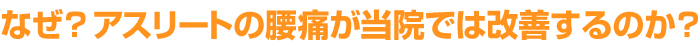 なぜ？アスリートの腰痛が当院では改善するのか？